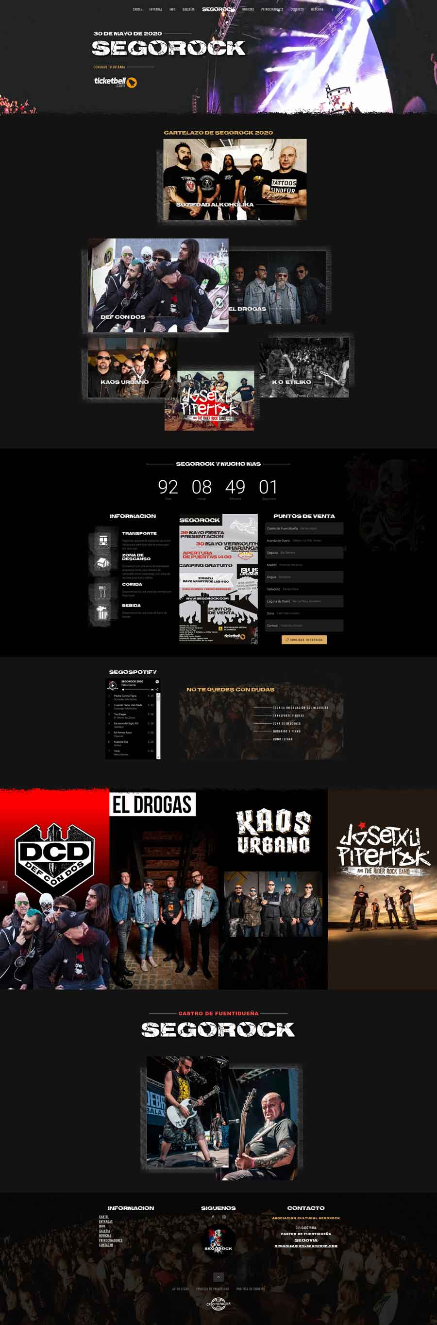 Página web de Segorock. Diseño web en Segovia. Portada