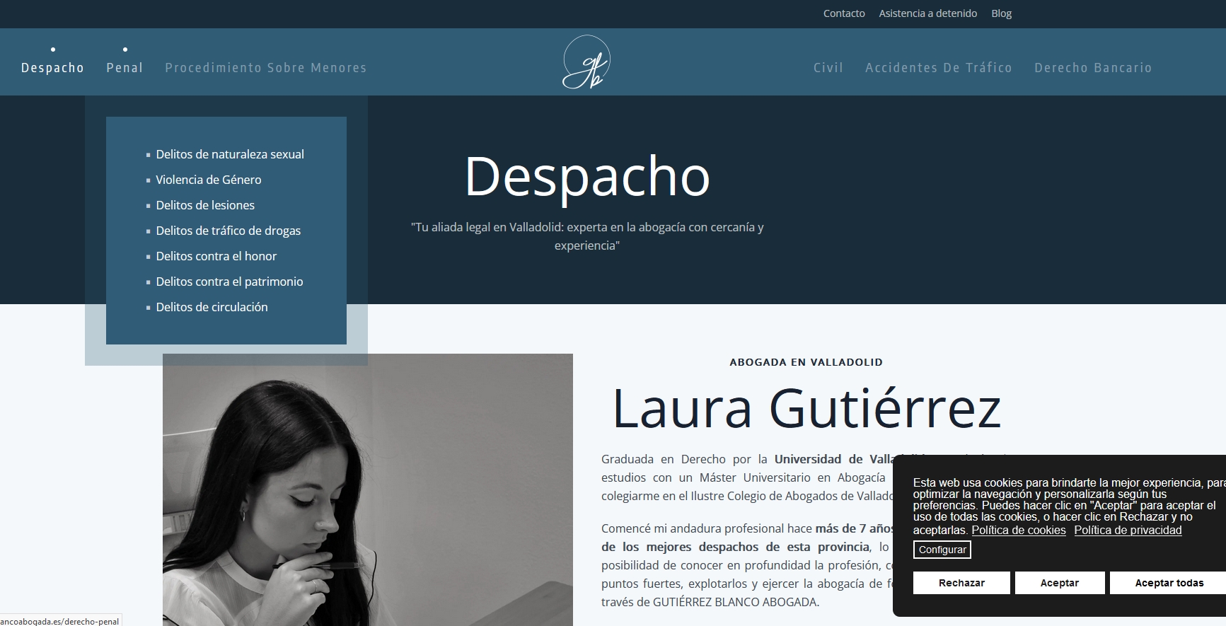Página web para Laura Gutierrez Blanco abogada en Valladolid