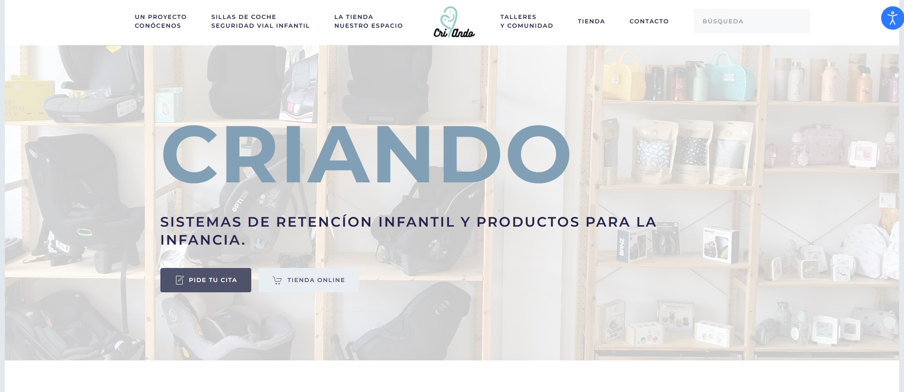 Página Web de Criando, sistema de retención infantil