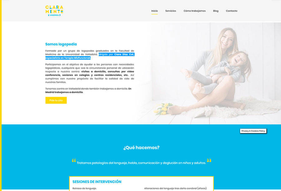 Diseño de página web en Valladolid, Claramente logopedia.