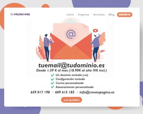 Promoción dominio y correo personalizado desde 18.90€ al año IVA incluido para siempre