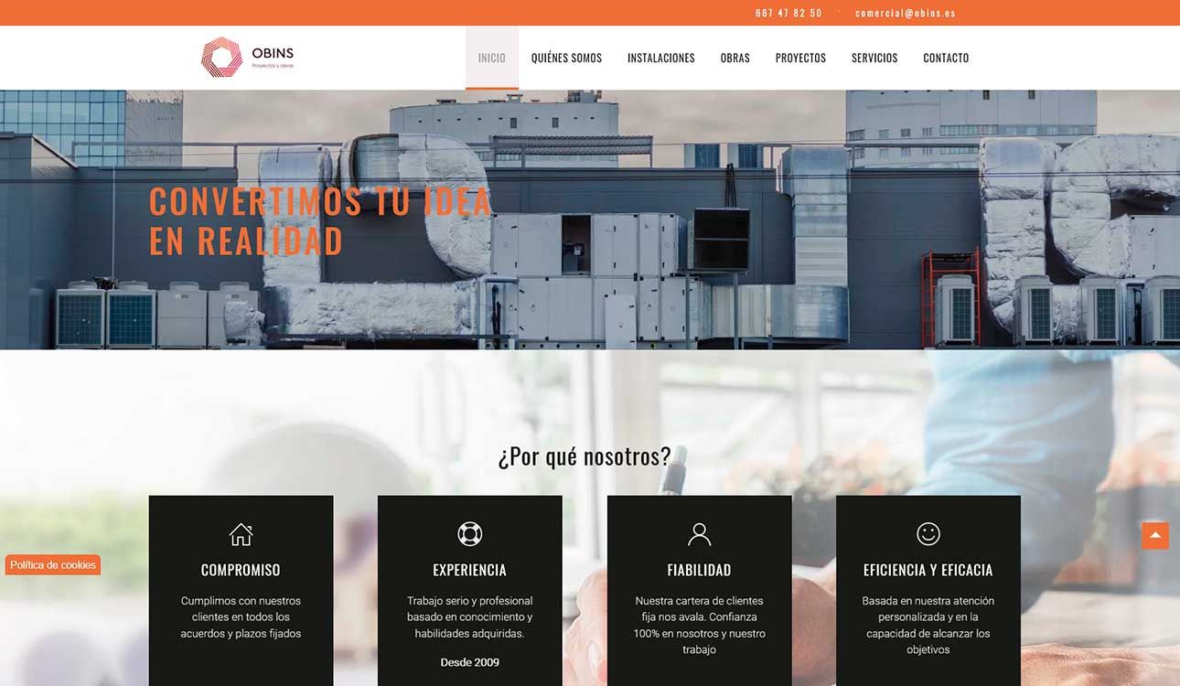 Diseño de página web en Madrid Obins.