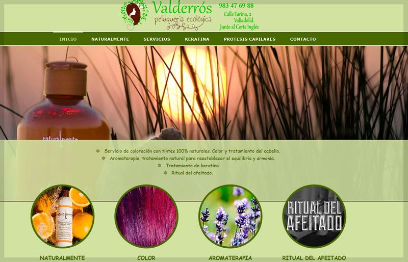 diseño de pagina web de Peluquería Ecológica Valderrós