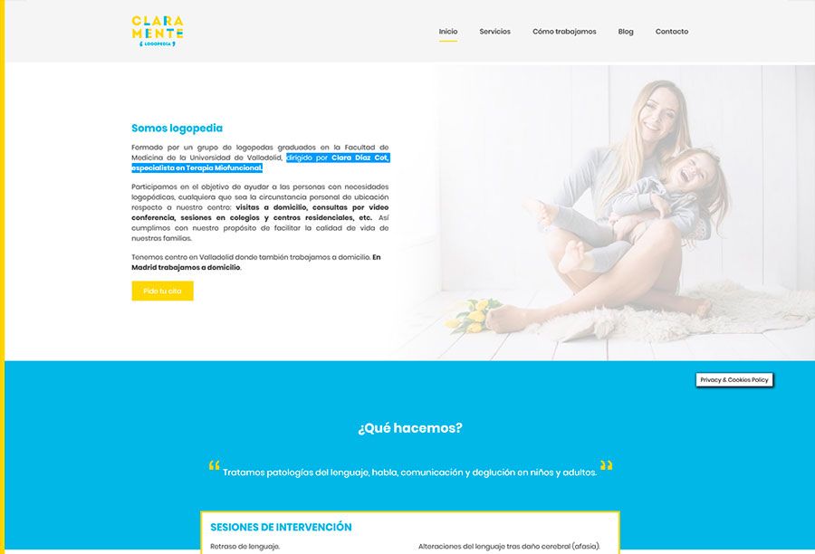 Diseño de página web en Valladolid, Claramente logopedia.