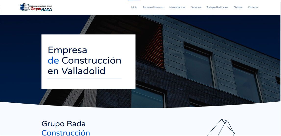 Diseño de pagina web de Grupo Rada