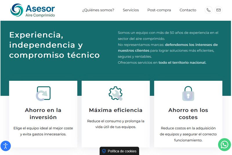 Diseño de página web Asesor Aire Comprimido