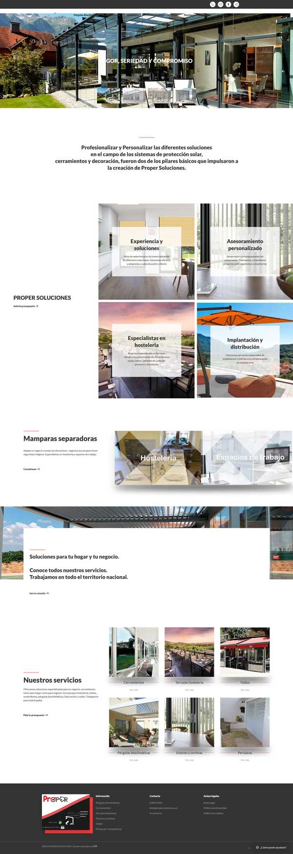 Página web de proper soluciones. Diseño web Valladolid. Portada.