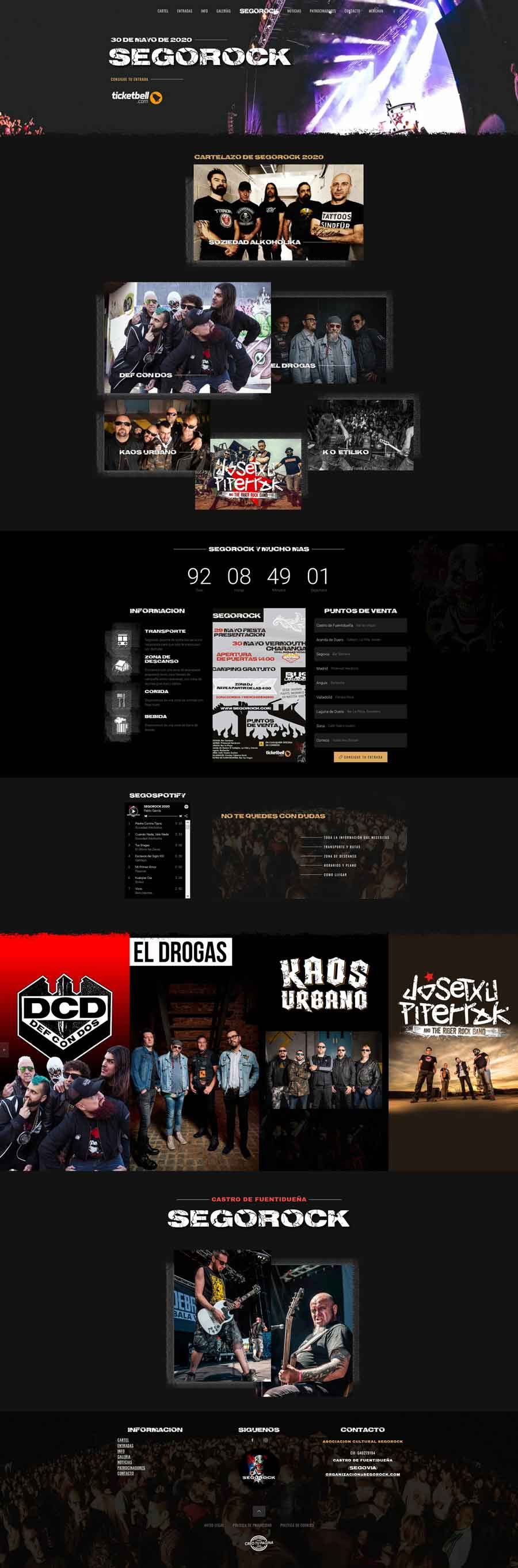 Página web de Segorock. Diseño web en Segovia. Portada