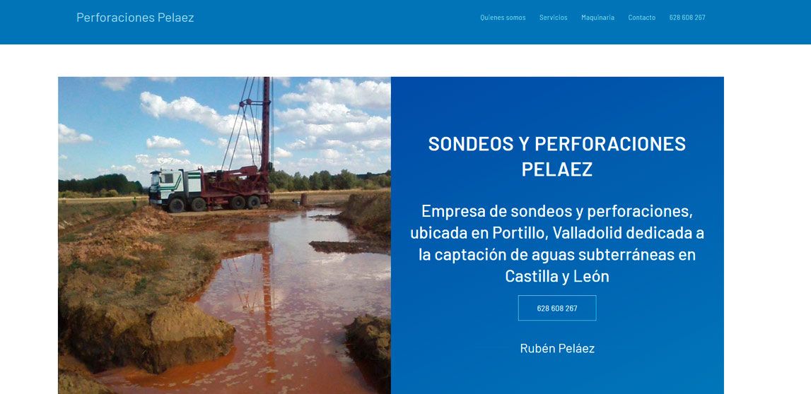 Diseño de pagina web de perforaciones Pelaez. Valladolid