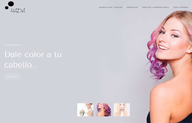 Diseño web profesional en Valladolid de peluqueria Hada