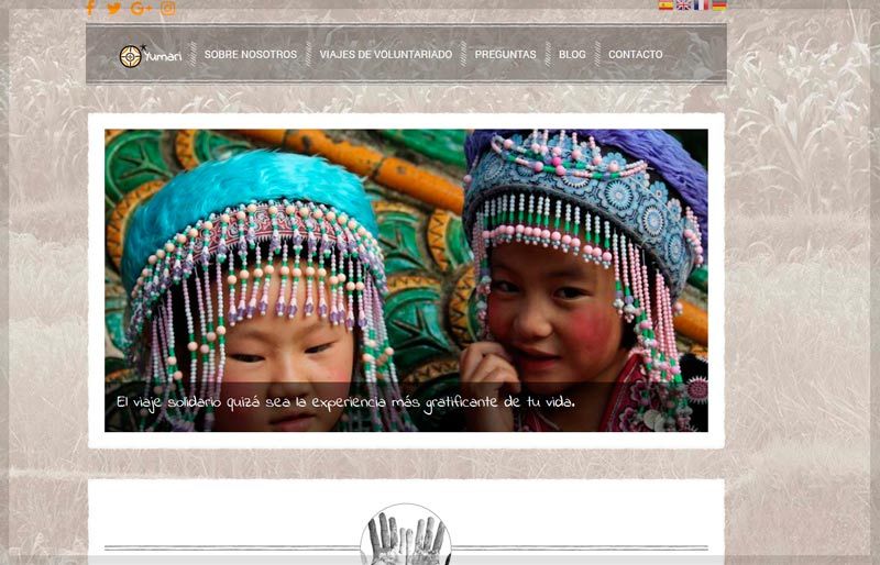 diseño de pagina web de Viajes de Voluntariado Yumari