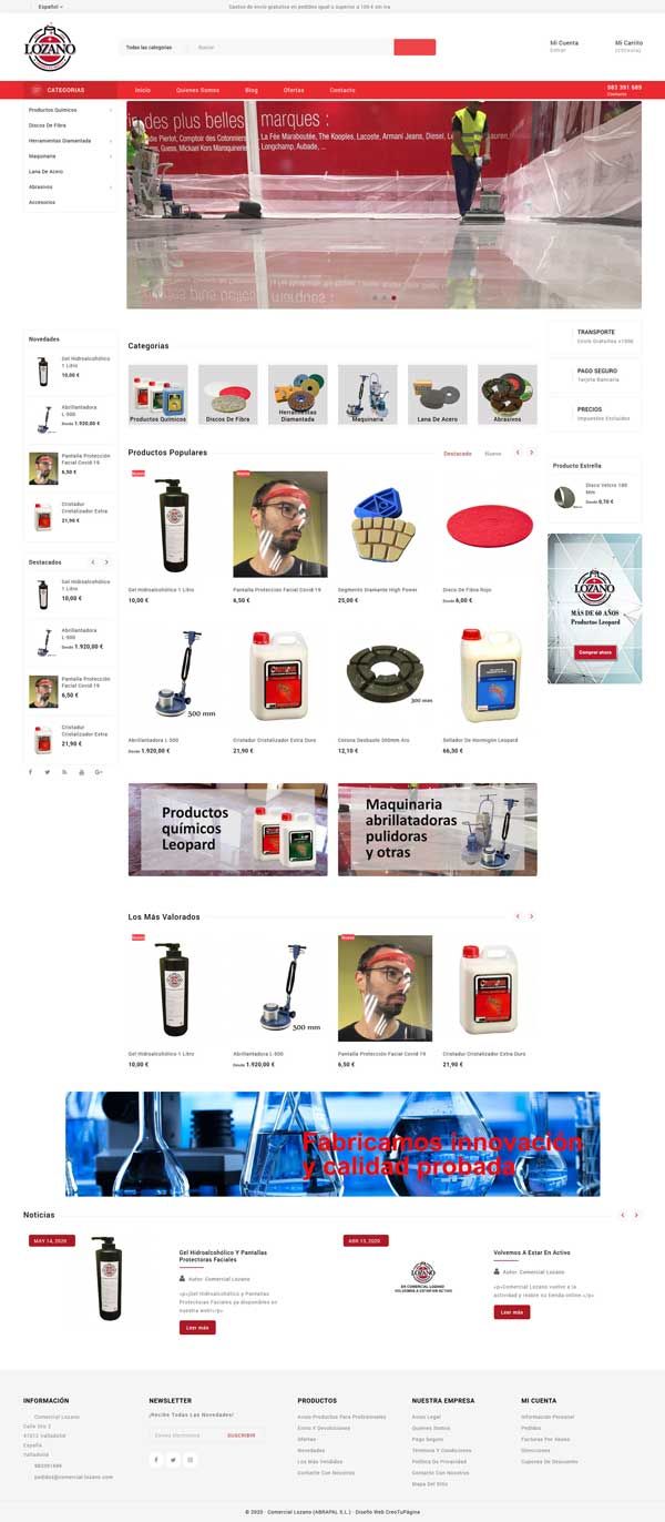 Diseño web de tienda online Comercial Lozano