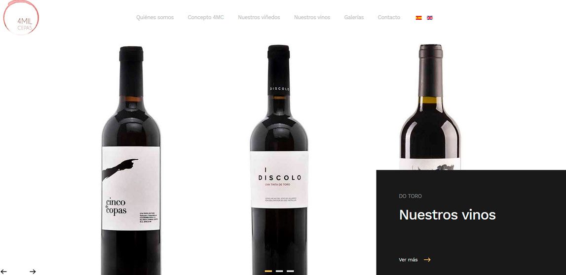Diseño de pagina web de la bodega Cuatromilcepas. Zamora
